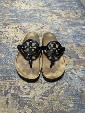 Tory Burch Black Logo Thong Sandals